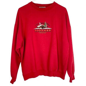 Vintage 90s Sweatshirt Villars Classic Swiss Resort Switzerland Embroider Large